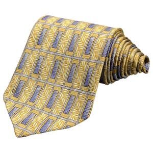 Robert Talbott‎ Tie Mens 58.25" Best Of Class Silk Gold Blue Geometric Rectangle